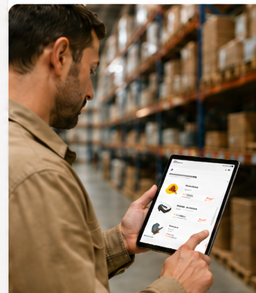 A team member ordering approved safety products